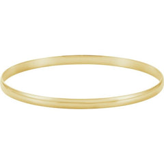 14K Yellow Engravable 4 mm Half Round Bangle 7 1/2" Bracelet