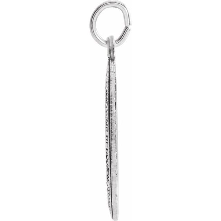 14K White 12x8 mm Oval Miraculous Medal