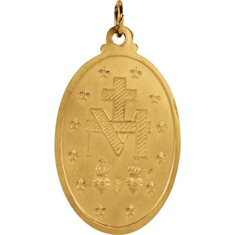 14K Yellow 26x18 mm Oval Miraculous Medal