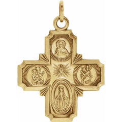 14K Yellow 18x18 mm Four-Way Cross Medal