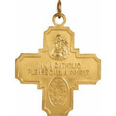 14K Yellow 18x18 mm Four-Way Cross Medal