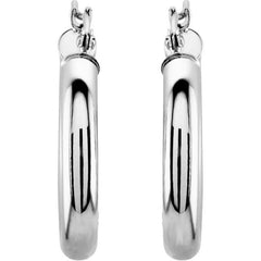 14K White 20 mm Tube Hoop Earrings