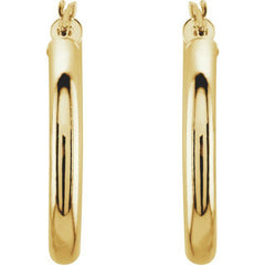 14K Yellow 25 mm Tube Hoop Earrings