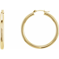 14K Yellow 35 mm Tube Hoop Earrings