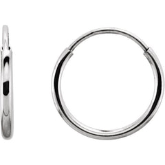 14K White Endless Tube 10 mm Hoop Earring