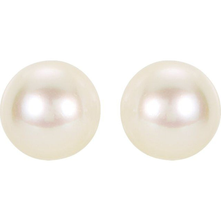 14K White 8 mm Cultured White Akoya Pearl Earrings