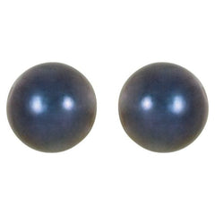 14K White  6 mm Cultured Black Akoya Pearl Earrings