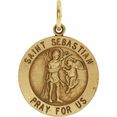 14K Yellow 18 mm Round St. Sebastian Medal
