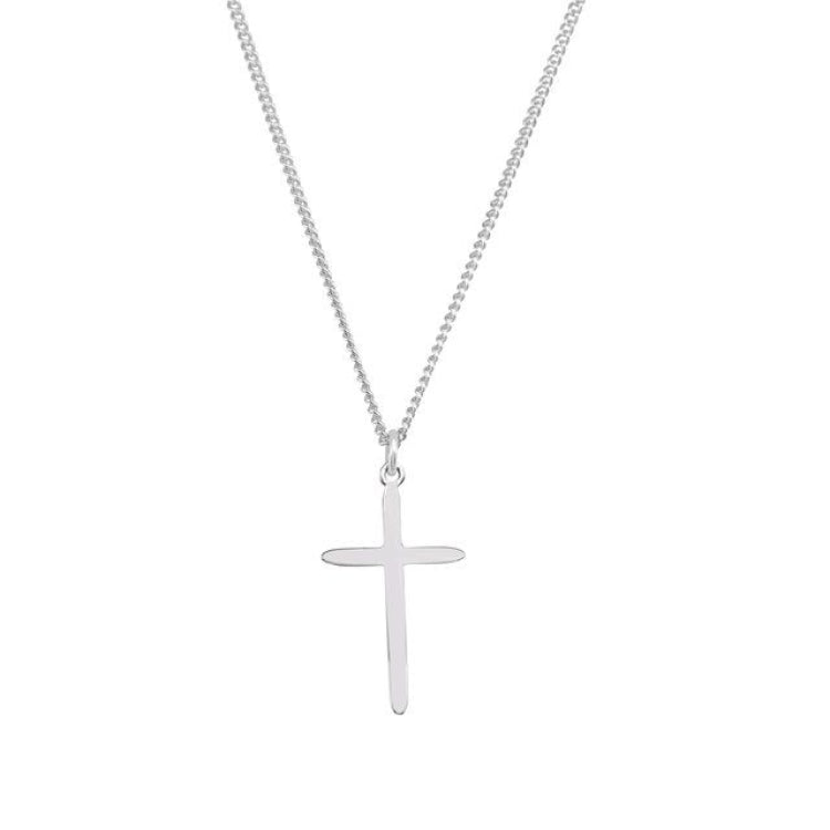 Sterling Silver 25.7x14 mm Cross 18" Necklace