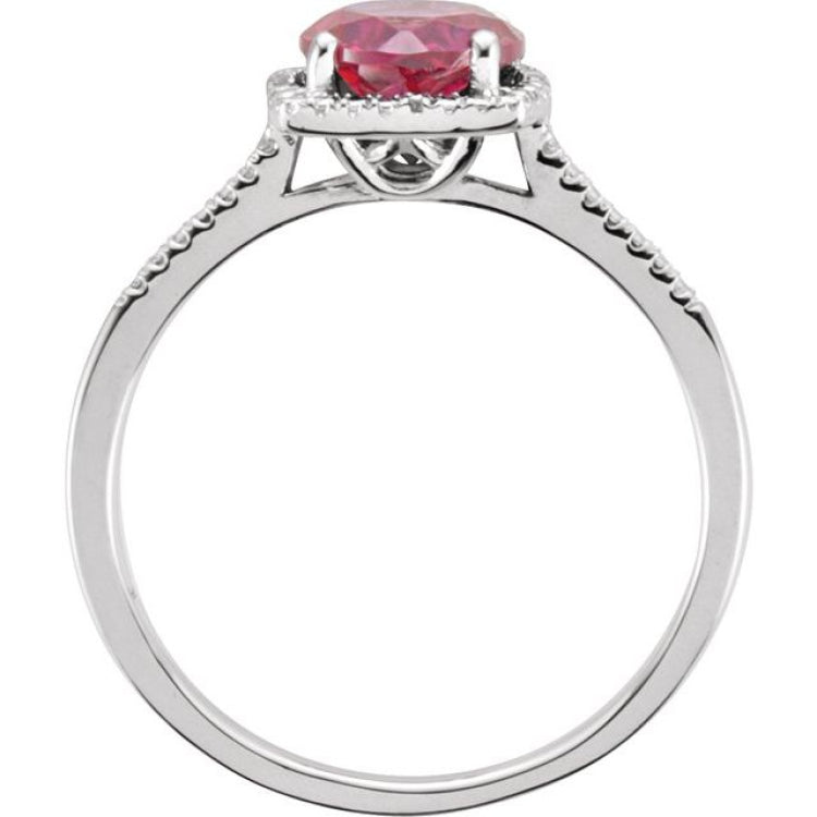 Sterling Silver Lab-Grown Ruby & .01 CTW Natural Diamond Ring