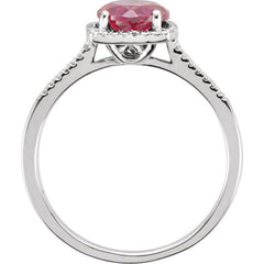 Sterling Silver Lab-Grown Ruby & .01 CTW Natural Diamond Ring