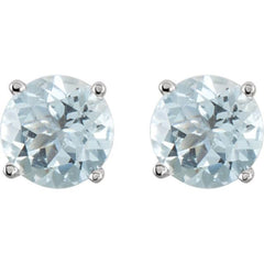 14K White 6 mm Natural Aquamarine Earrings