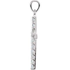 14K White 1 1/4 CTW Natural Diamond Cross Pendant