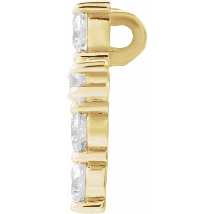 14K Yellow 9/10 CTW Natural Diamond Cross Pendant