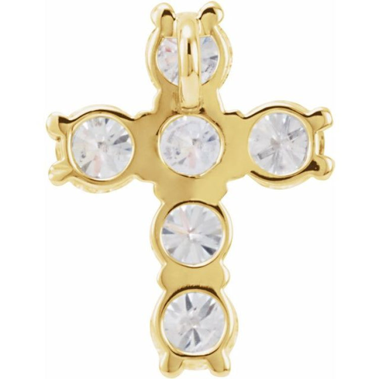 14K Yellow 9/10 CTW Natural Diamond Cross Pendant