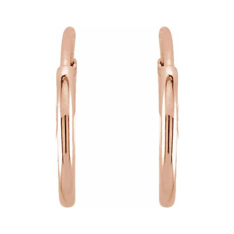 14K Rose Endless Tube 10 mm Hoop Earring