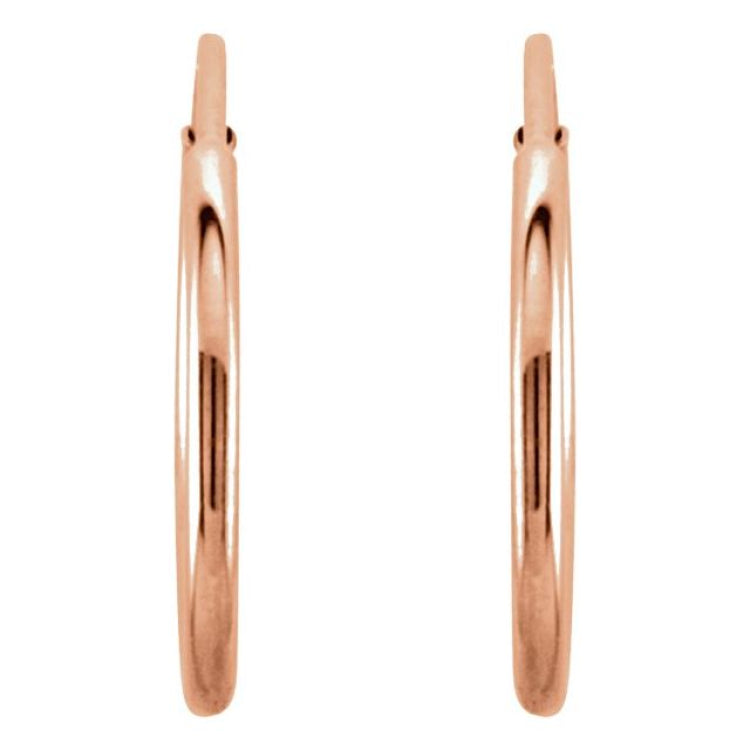 14K Rose Endless Tube 12 mm Hoop Earring