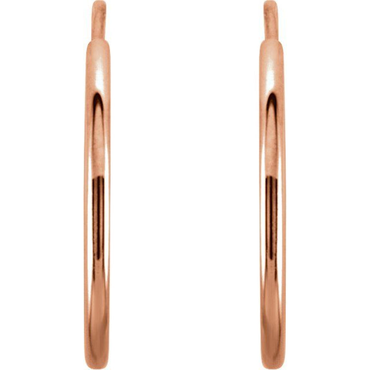 14K Rose Endless Tube 15 mm Hoop Earring