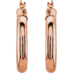 14K Rose 20 mm Tube Hoop Earrings