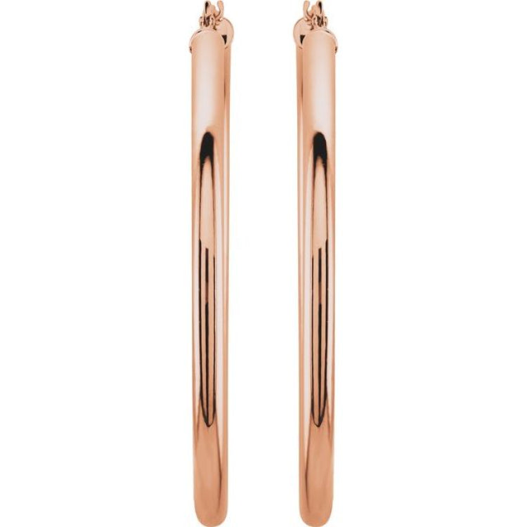 14K Rose 48 mm Tube Hoop Earrings