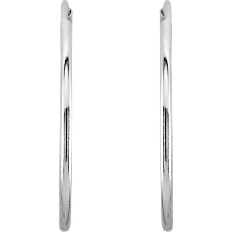 14K White Endless Tube 20 mm Hoop Earring