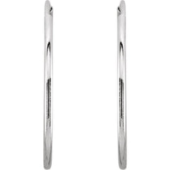 14K White Endless Tube 20 mm Hoop Earring