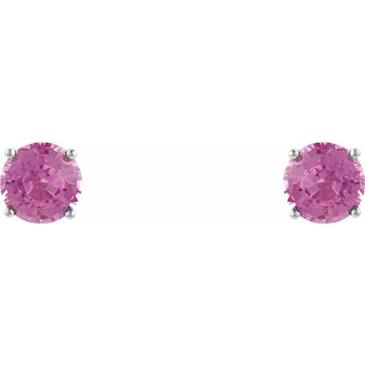 14K White 5 mm Natural Pink Sapphire Earrings