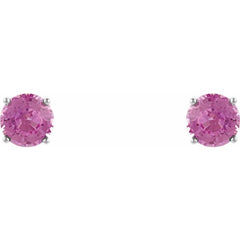 14K White 5 mm Natural Pink Sapphire Earrings