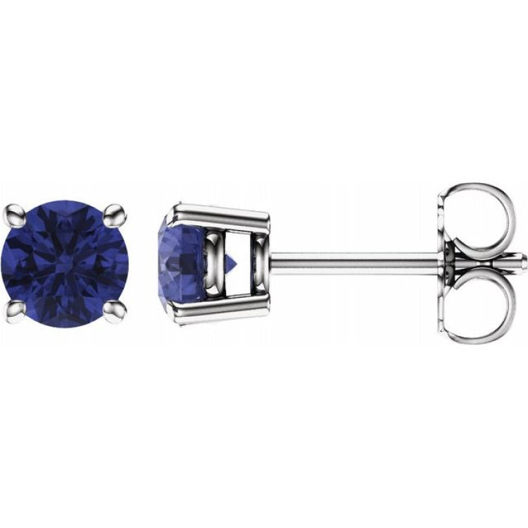 14K White 5 mm Natural Tanzanite Earrings