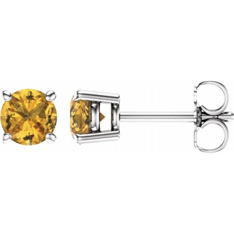 14K White 5 mm Natural Yellow Sapphire Earrings