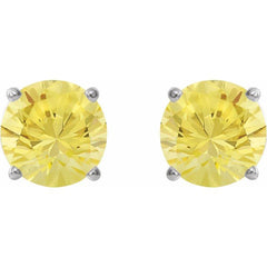 14K White 5 mm Natural Yellow Sapphire Earrings