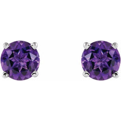 14K White 5 mm Natural Amethyst Earrings