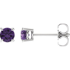 14K White 4 mm Natural Amethyst Earrings