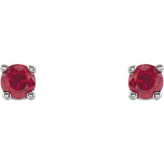 14K White 2.5 mm Natural Ruby Earrings