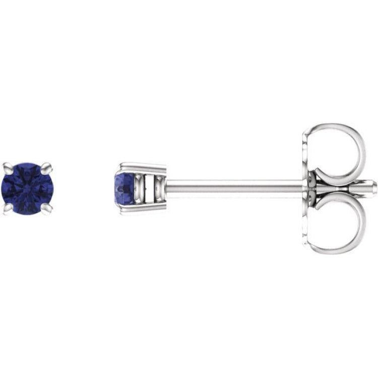14K White 2.5 mm Natural Tanzanite Earrings