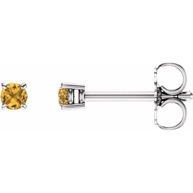 14K White 2.5 mm Natural Yellow Sapphire Earrings