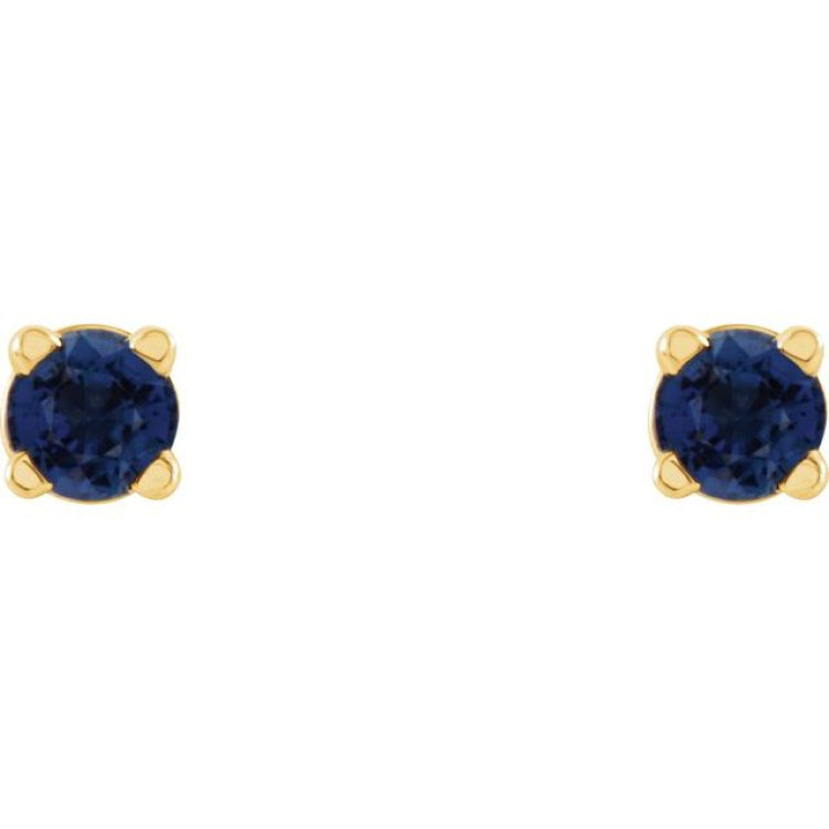 14K Yellow Gold 2.5 mm Natural Blue Sapphire Earrings