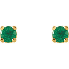 14K Yellow 2.5 mm Natural Emerald Earrings