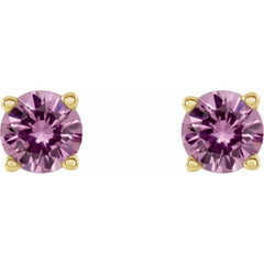 14K Yellow 2.5 mm Natural Pink Sapphire Earrings