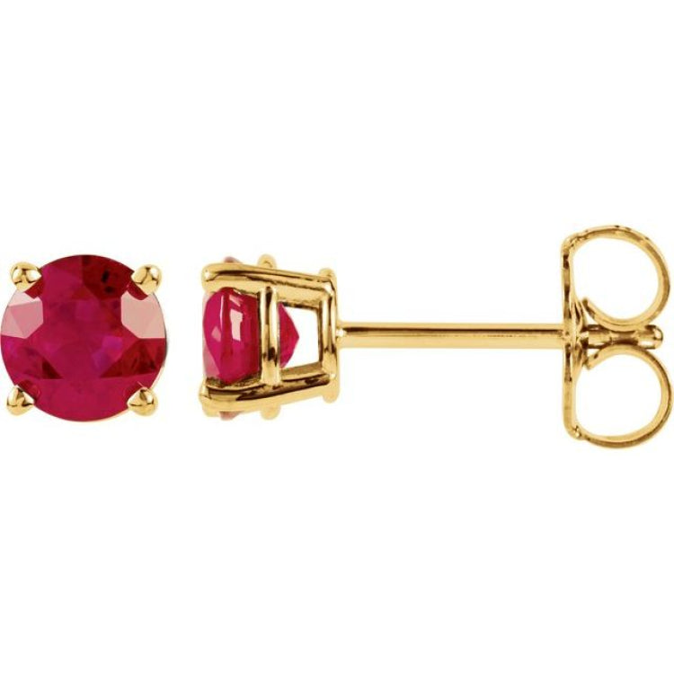 14K Yellow 5 mm Natural Ruby Earrings