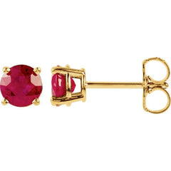 14K Yellow 5 mm Natural Ruby Earrings