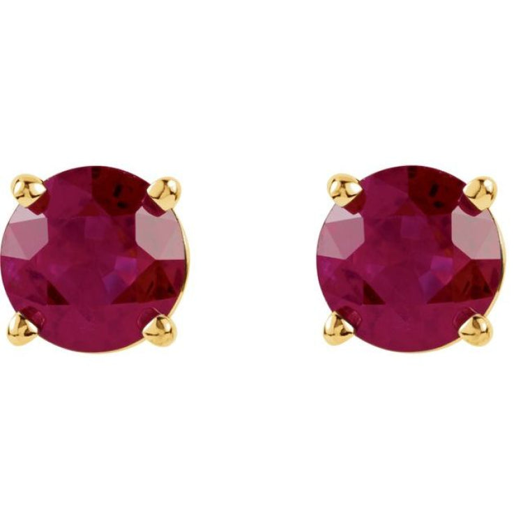 14K Yellow 5 mm Natural Ruby Earrings