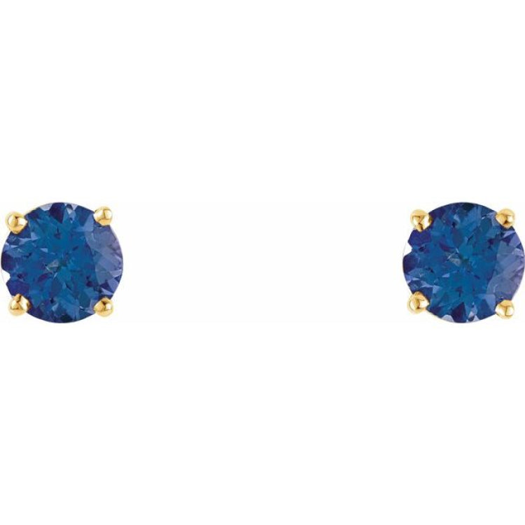 14K Yellow 5 mm Natural Tanzanite Earrings