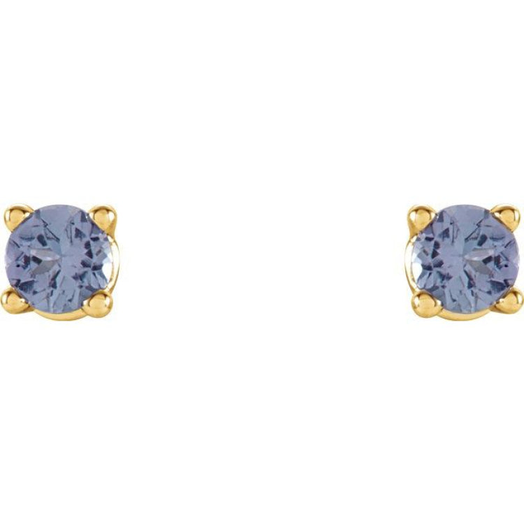 14K Yellow 2.5 mm Natural Tanzanite Earrings