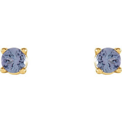14K Yellow 2.5 mm Natural Tanzanite Earrings