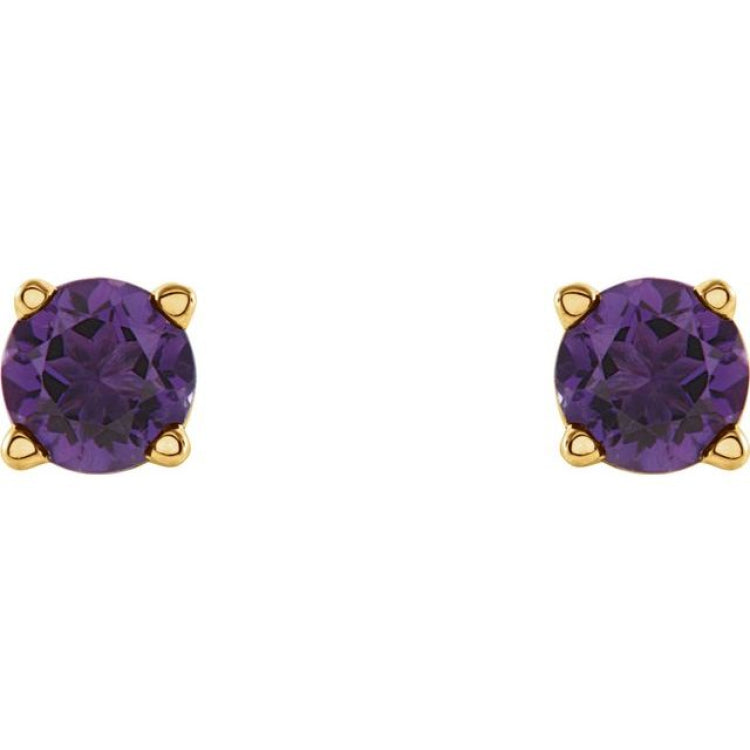 14K Yellow 4 mm Natural Amethyst Earrings