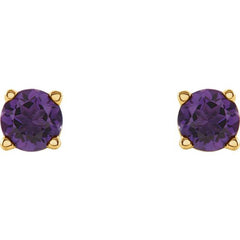 14K Yellow 4 mm Natural Amethyst Earrings