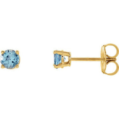 14K Yellow 4 mm Natural Aquamarine Earrings