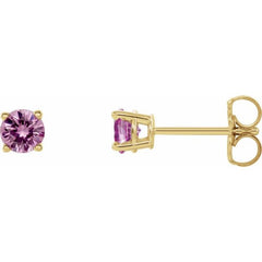 14K Yellow 4 mm Natural Pink Sapphire Earrings