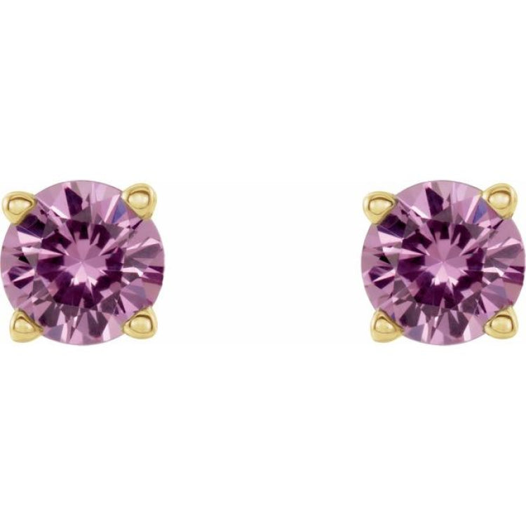 14K Yellow 4 mm Natural Pink Sapphire Earrings